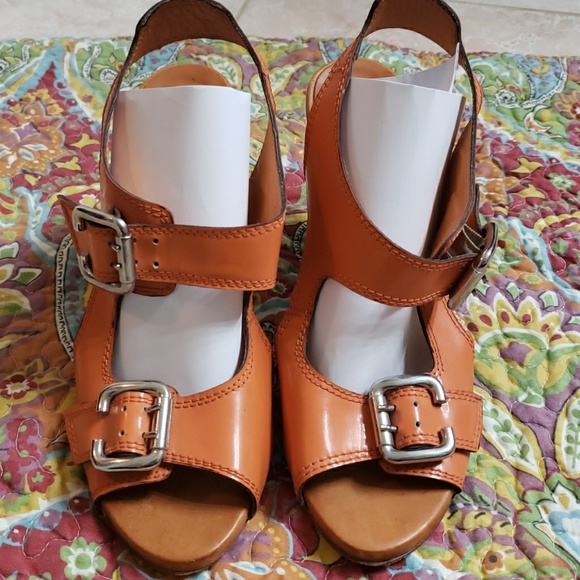 Orange LEATHER Latitude Femme Wedges - Picture 2 of 6